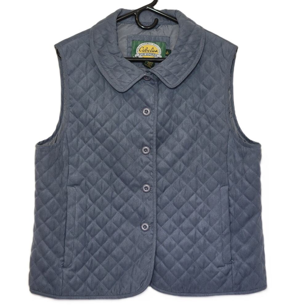 Cabela's Womens‎ Quilted Button Up Vest Size XL/REG Slate Blue